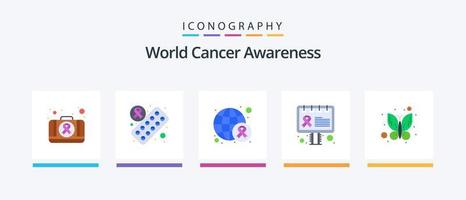 paquete de iconos planos 5 de concientización mundial sobre el cáncer que incluye insectos. mariposa. cáncer. signo. cartelera. diseño de iconos creativos vector