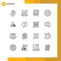 16 Creative Icons Modern Signs and Symbols of man setting academy gear university Editable Vector Design Elements