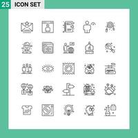 Set of 25 Modern UI Icons Symbols Signs for hose indicator people human avatar Editable Vector Design Elements