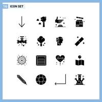 Modern Set of 16 Solid Glyphs and symbols such as plumber leak handshake valentine product Editable Vector Design Elements
