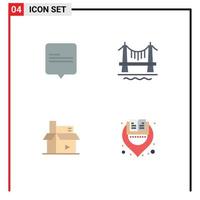 Set of 4 Vector Flat Icons on Grid for chat digital bridge cityscape publishing Editable Vector Design Elements