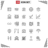 25 iconos creativos, signos y símbolos modernos del paquete de Internet, globo, comercio electrónico, viajes, elementos de diseño vectorial editables vector