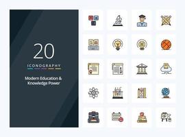 20 Modern Education And Knowledge Power line Filled icon for presentation vector