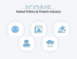 política desnuda y diseño de iconos del paquete de iconos azules de la industria fintech 5. periodismo. falso. alfombra. publicidad. gancho vector