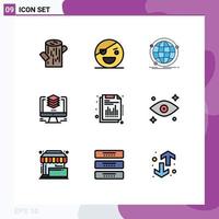 Modern Set of 9 Filledline Flat Colors Pictograph of duplicate file data design web Editable Vector Design Elements