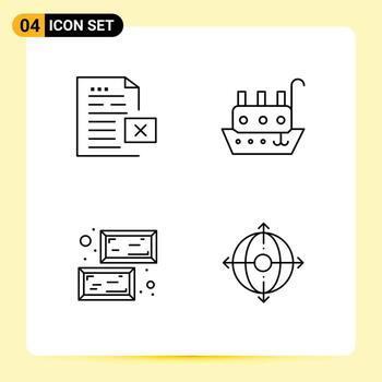 4 Thematic Vector Filledline Flat Colors and Editable Symbols of data gold file marine value Editable Vector Design Elements