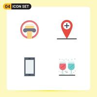 Set of 4 Vector Flat Icons on Grid for column smart phone decoration plus android Editable Vector Design Elements