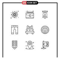 Universal Icon Symbols Group of 9 Modern Outlines of transportation school bus american bus pants Editable Vector Design Elements