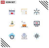 Flat Color Pack of 9 Universal Symbols of car energy network ecology team Editable Vector Design Elements