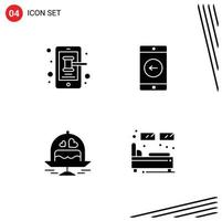 Group of 4 Modern Solid Glyphs Set for mobile plate trade mobile application love Editable Vector Design Elements