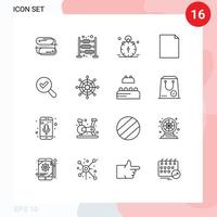 Pictogram Set of 16 Simple Outlines of search page alarm file alert Editable Vector Design Elements