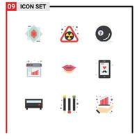 9 Creative Icons Modern Signs and Symbols of dad lips sport management business Editable Vector Design Elements