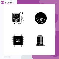 Pack of 4 creative Solid Glyphs of device devices skin skin protection hardware Editable Vector Design Elements