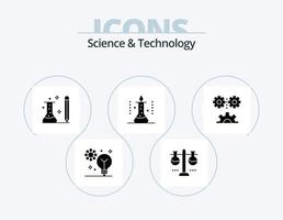 Science And Technology Glyph Icon Pack 5 Icon Design. science. laboratory. test flask. science. knowledge vector