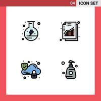 Universal Icon Symbols Group of 4 Modern Filledline Flat Colors of electricity lock flask revenue bottle Editable Vector Design Elements