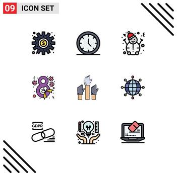 9 Thematic Vector Filledline Flat Colors and Editable Symbols of business ribbon web tulip eight Editable Vector Design Elements