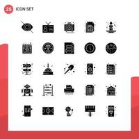 Mobile Interface Solid Glyph Set of 25 Pictograms of autumn gallery aid document box Editable Vector Design Elements