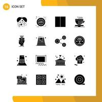 16 iconos creativos signos y símbolos modernos de interfaz artificial digital taza de vigilancia elementos de diseño vectorial editables vector