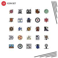 paquete de iconos de vector de stock de 25 signos y símbolos de línea para elementos de diseño de vector editables de pantalla de galleta de luna de comida dj