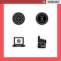 4 Universal Solid Glyphs Set for Web and Mobile Applications drink interface kiwi circle world Editable Vector Design Elements