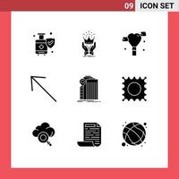 Set of 9 Modern UI Icons Symbols Signs for building bank royal up arrow Editable Vector Design Elements