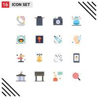 símbolos de iconos universales grupo de 16 colores planos modernos de ropa cámara casual niños bebé paquete editable de elementos de diseño de vectores creativos