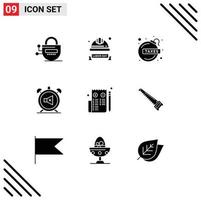 paquete de iconos de vector de stock de 9 signos y símbolos de línea para elementos de diseño de vector editables de impuestos de reloj de casco industrial mudo de sonido