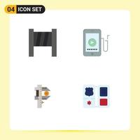 Universal Icon Symbols Group of 4 Modern Flat Icons of blocker small mobile measuring book Editable Vector Design Elements