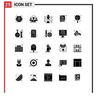 25 Thematic Vector Solid Glyphs and Editable Symbols of dessert apple computer patrick clover Editable Vector Design Elements