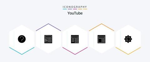 Youtube 25 Glyph icon pack including ui. basic. text. bank. basic vector