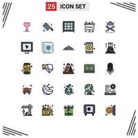 Editable Vector Line Pack of 25 Simple Filled line Flat Colors of swords viking furniture emblem physics formula Editable Vector Design Elements