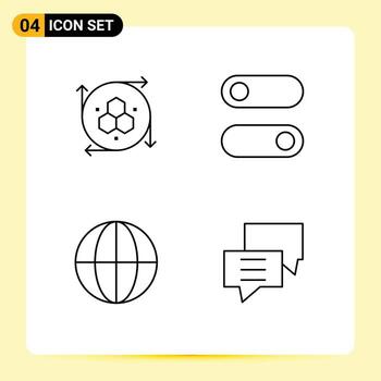 4 User Interface Line Pack of modern Signs and Symbols of computer graphics nature modeling tool toggle chat Editable Vector Design Elements