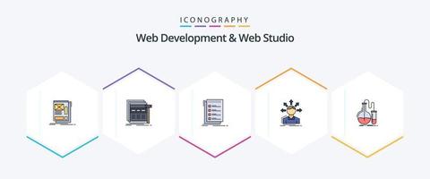 Web Development And Web Studio 25 FilledLine icon pack including options. conversion. webpage. to do. list vector