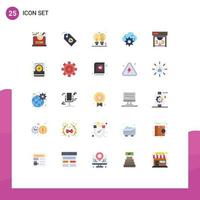 Set of 25 Modern UI Icons Symbols Signs for print technology bulb gear business Editable Vector Design Elements