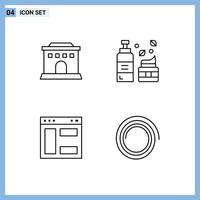 4 Universal Line Signs Symbols of building webpage cosmetics skincare shape Editable Vector Design Elements
