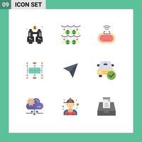 Set of 9 Commercial Flat Colors pack for instagram modern device business workflow Editable Vector Design Elements