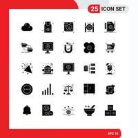 Pictogram Set of 25 Simple Solid Glyphs of feedback design scale creative copyright Editable Vector Design Elements