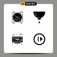 Set of 4 Modern UI Icons Symbols Signs for clock mother decorate breast pm Editable Vector Design Elements