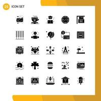 Group of 25 Modern Solid Glyphs Set for bar sign management book implementation code Editable Vector Design Elements