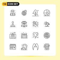 Set of 16 Commercial Outlines pack for search media point engine nature Editable Vector Design Elements