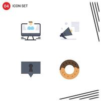 Set of 4 Vector Flat Icons on Grid for user promote report marketing private Editable Vector Design Elements
