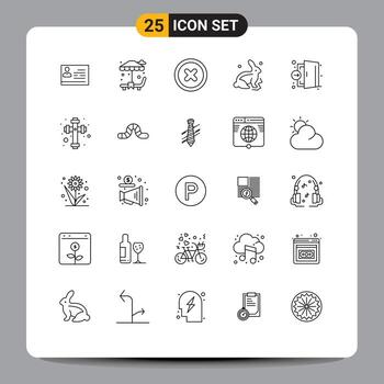 paquete de interfaz de usuario de 25 líneas básicas de er puerta naturaleza básica robbit elementos de diseño vectorial editables vector