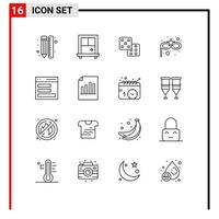 16 User Interface Outline Pack of modern Signs and Symbols of file user probability interface communication Editable Vector Design Elements