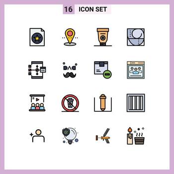 Set of 16 Modern UI Icons Symbols Signs for development coding glue app proportion Editable Creative Vector Design Elements