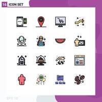 16 concepto de línea rellena de color plano para sitios web, móviles y aplicaciones, muebles, desarrollo derecho, flechas de intersección, elementos de diseño de vectores creativos editables