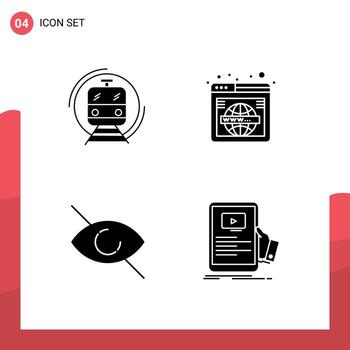 4 User Interface Solid Glyph Pack of modern Signs and Symbols of metro world public search deny Editable Vector Design Elements