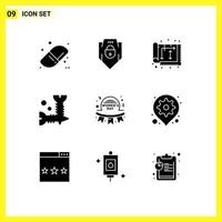 Set of 9 Commercial Solid Glyphs pack for happy screws design hardware screw Editable Vector Design Elements