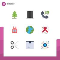 Flat Color Pack of 9 Universal Symbols of sport t shrit recreation shirt communication Editable Vector Design Elements