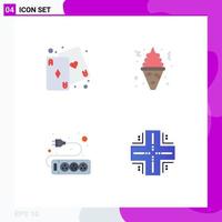 4 Universal Flat Icon Signs Symbols of cards hardware play fast food computing Editable Vector Design Elements