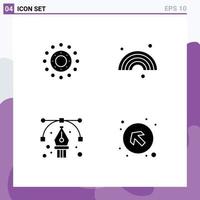 Universal Icon Symbols Group of 4 Modern Solid Glyphs of flower art easter line path Editable Vector Design Elements